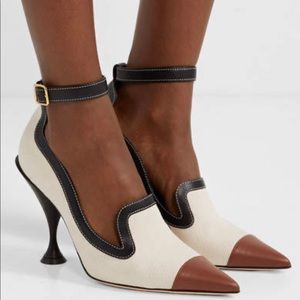 ❌ 💰SOLD Burberry — Leather Trimmed Canvas Pumps❌